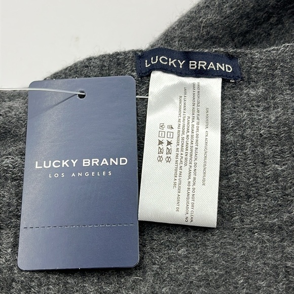 Lucky Brand Brushed Oversized Scarf Wrap in Charcoal Gray with Long Fringe - Picture 10 of 12